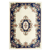 Royal Cream and Blue Traditional Hand Tufted Wool Rug - Pendle Village Furniture